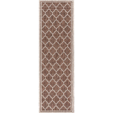 Trebol Moroccan Trellis Textured Weave Indoor/outdoor Runner Rug